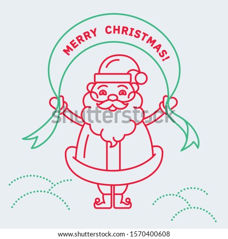 Santa Claus. New Year. Christmas. Symbol for your infographics web site design, logo, app, UI. Editable stroke. Vector illustration, EPS10. 