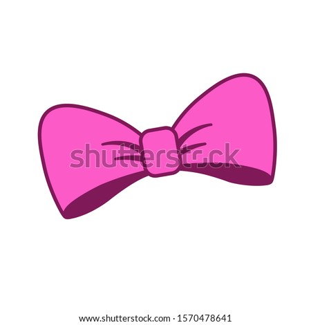 Pink bow clip art vector stock image. Isolated on transparent background.