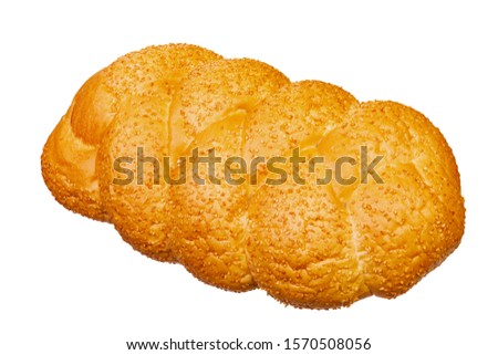 Wide shabbat challah isolated on white background