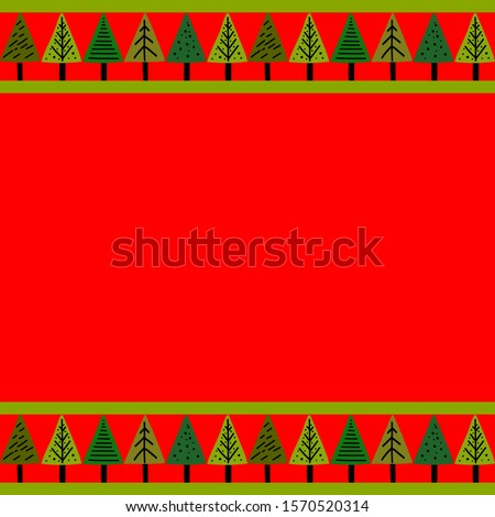 Background of Christmas trees, doodle, artline. Vector illustration for use in a greeting card, wishes, banner, packaging, textile.