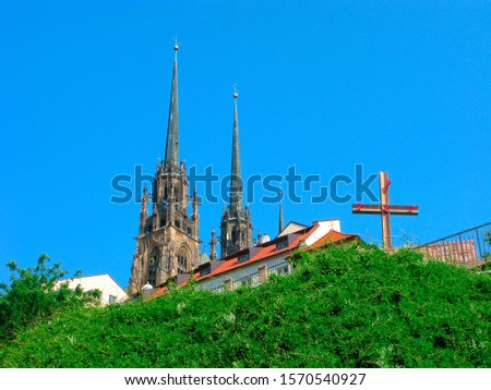 Brno, Czech Republic. The catholic Cathedral of Saints Peter and Paul. The Cathedral is located on the Petrov hill. It is one of the most famous landmarks of the city.