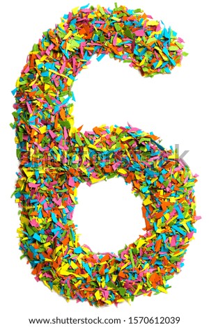 Big colourful number six / digit 6 isolated on white background