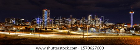 Panorama of downtown Denver at night