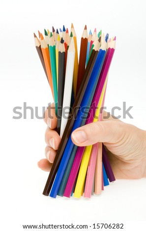 Colored pencils in hand