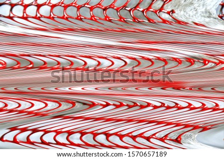 Optical illusion with red and White Lines or Stripes. Abstract Curve Background.wave red plastic on white background,pattern with the effect of visual distortion. 