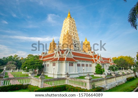 View of beautiful temple at Wat Yanasangwararam or Yanasangwararam temple, Pattaya Thailand. Famous temple in Chonburi province. Tourist attraction for relax.
