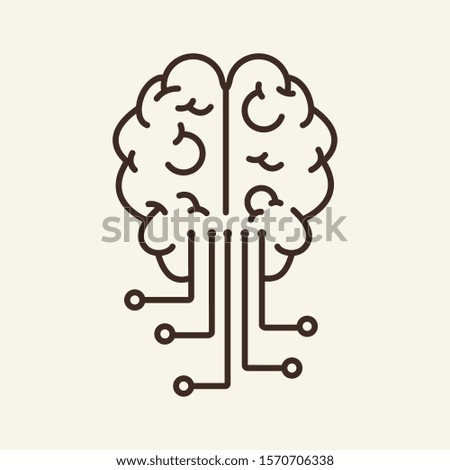 Cybernetics thin line icon. Brain, neural circuit, AI isolated outline sign. Artificial intelligence concept. Vector illustration symbol element for web design and apps