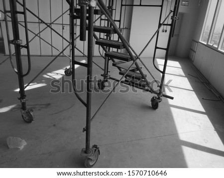 Scaffolding in building construction The photos are black and white