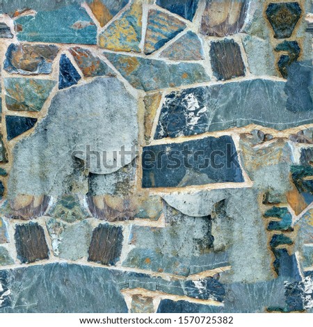 Blue Stones Wall - Seamless Pattern