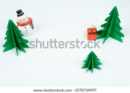 Snowman with Christmas tree paper craft.