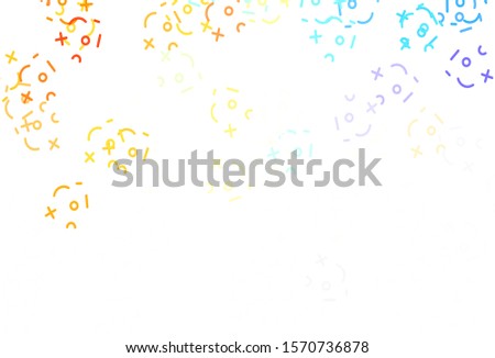 Light Blue, Yellow vector background with arithmetic signs. Blurred design in simple style with collection of numerals. Pattern for posters, banners of math books.
