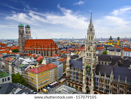 Munich, Germany skyline at City Hall. Royalty-Free Stock Photo #157079105