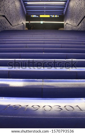blue stairs commemorate independence movement