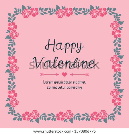 Template for valentine day, with ornament drawing of leaf flower frame. Vector