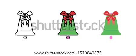 Jingle bell and bow icon set  isolated on white background for web design
