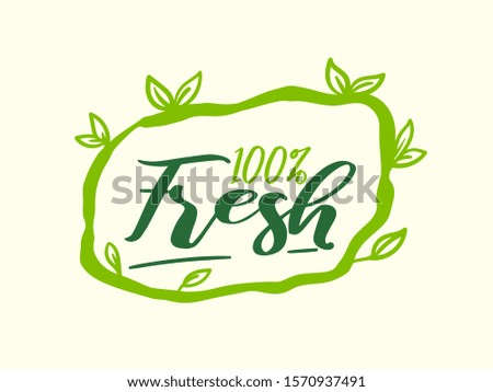 100 percent organic  green and nature fresh vector logo design.