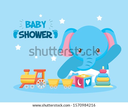 baby shower card with elephant vector illustration design