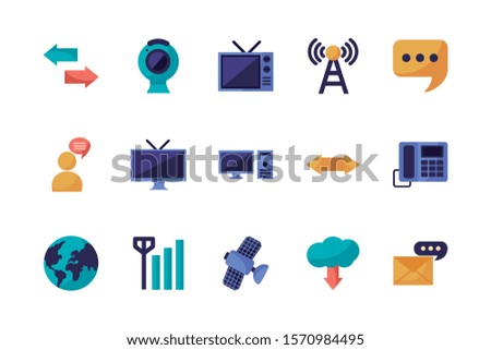 bundle of communication set icons vector illustration design
