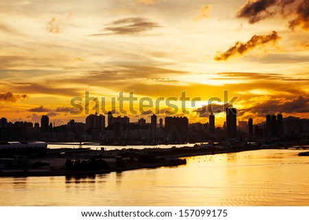 Silhouette of the cityscape in Hong Kong