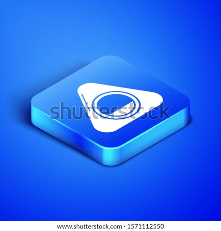 Isometric Pet bed icon isolated on blue background. Blue square button. Vector Illustration