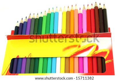 assortment of coloured pencils  on white