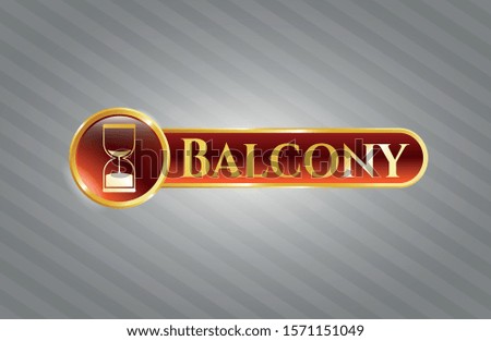  Golden badge with sand clock icon and Balcony text inside