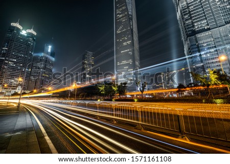 the urban traffic of shanghai at night