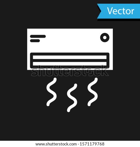 White Air conditioner icon isolated on black background. Split system air conditioning. Cool and cold climate control system.  Vector Illustration