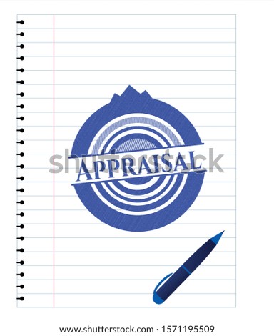 Appraisal draw with pen effect. Blue ink. Vector Illustration. Detailed.