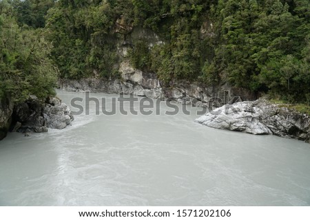 picture showing the grey stream of the Hokitika River in new zealand