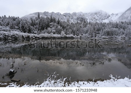 lake in winter between way to Huanglong nation park