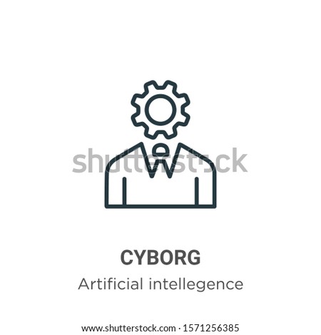 Cyborg outline vector icon. Thin line black cyborg icon, flat vector simple element illustration from editable artificial intellegence and future technology concept isolated on white background