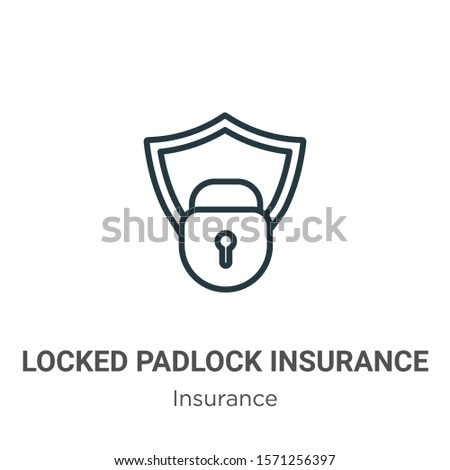 Locked padlock insurance outline vector icon. Thin line black locked padlock insurance icon, flat vector simple element illustration from editable insurance concept isolated on white background