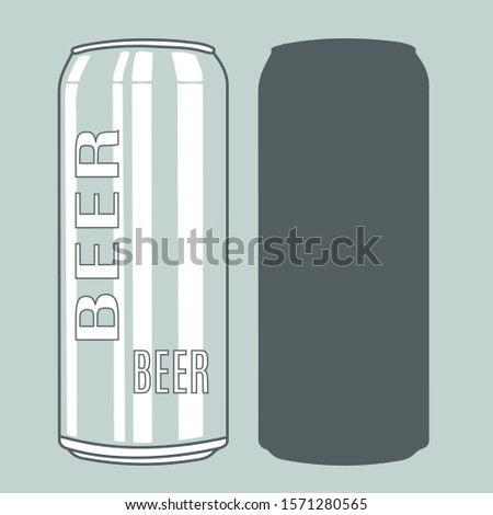 Set can of beer with the same stencil, clip art on a gray isolated background in vintage style