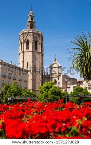 Picture of Cathedral church historical building in Valencia  at Placa Reina, Spain