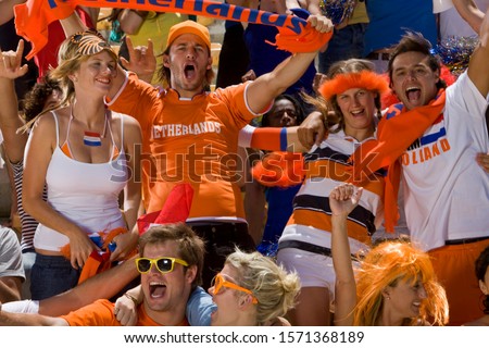 Dutch fans at soccer game in Cape Town, South Africa Royalty-Free Stock Photo #1571368189