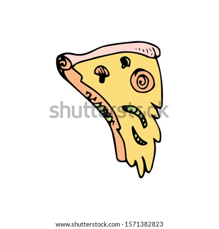 Pizza Doodle Icon Vector Hand Drawing