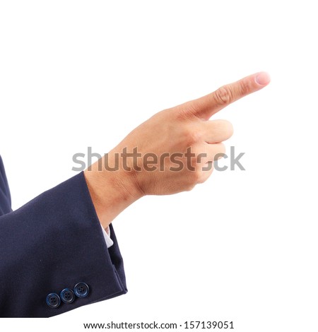 business man hand pointing isolated