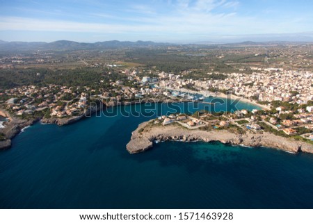 Aerial View  of  Porto Cristo, Majorca, Balearic Island,  Spain.