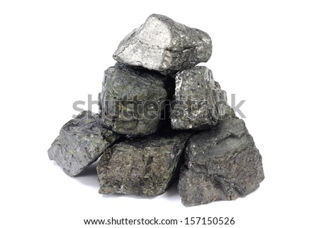 large pieces of coal on a white background Royalty-Free Stock Photo #157150526