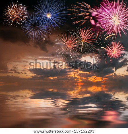 Beautiful holiday fireworks on the majestic sky, for design