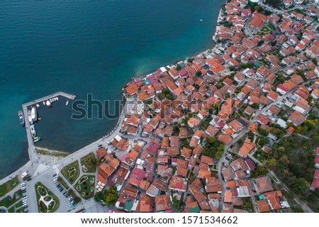Drone view of the city of Ohrid, Macedonia