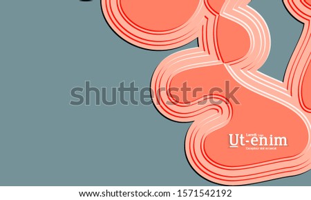 Abstract web templates with wavy embossed gradient shapes on colored background. Social media web banner or landing page. Abstract paper cut 3d layered topographic background.