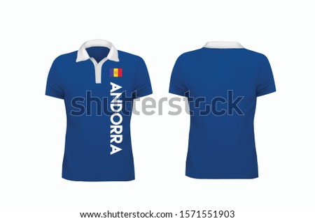 T-shirt Polo Andorra flag template for design on white background. Vector illustration eps 10.