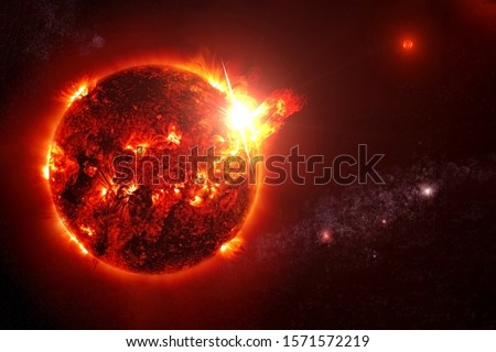 Hot sun, background. With the storms. Elements of this image were furnished by NASA.