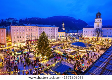 Salzburg, Austria. Christmas Market in the old town. Royalty-Free Stock Photo #1571606056