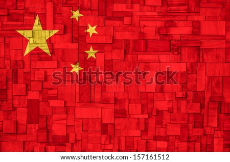 Chinese Flag on a wooden Background