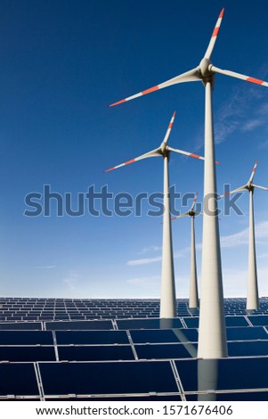 Wind Turbines, Repperndorf, Bavaria, Germany Royalty-Free Stock Photo #1571676406