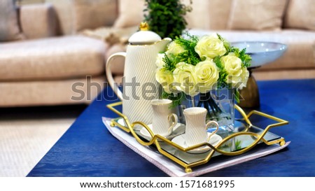 classic table setting for a tea break time