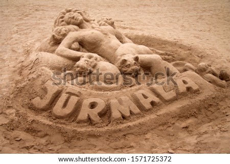 Jurmala sand sculpture on the beach walk